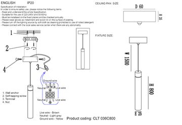Светильник подвесной 3W 3000K CLT 036C800 GO золото Invisia Crystal Lux