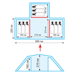 Размеры. Палатка Tramp Brest 9 V2 (3 комнаты, 9 мест)
