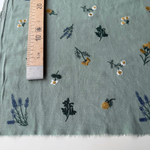 Полулен (лен+вискоза) с вышивкой на эвкалиптовом фоне