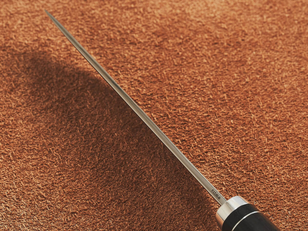 Якутский нож "Амга", сталь Х12МФ, рукоять черный мореный граб / рисунок