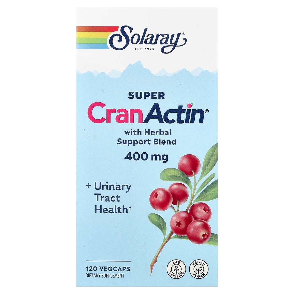 Solaray, Super CranActin® со смесью трав для поддержки, 400 мг, 120 растительных капсул