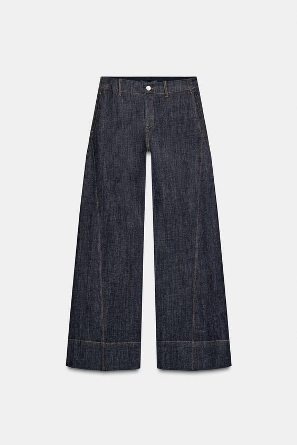 ZARA ШИРОКИЕ БРЮКИ СО ШВАМИ, ЧЕРНЫЙ