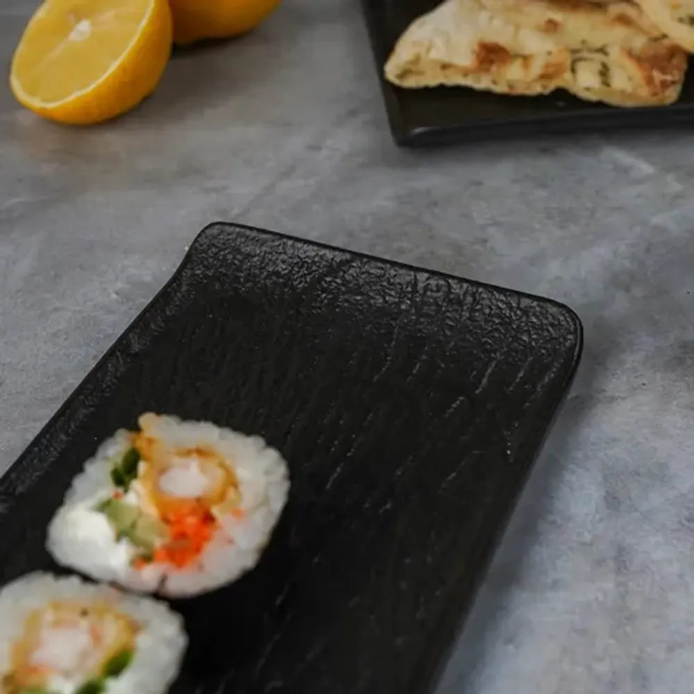 Блюдо прямоугольное 47*10 см h2 см с бортами Side Up2 Black Raw Wood P.L. Proff Cuisine [3]