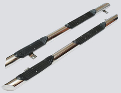 Пороги «Труба Люкс» с проступями (Ø=76), Chevrolet Niva (03.2009 -)/Lada Niva (07.2020 -),  Нива Тревел (нержавеющая сталь)