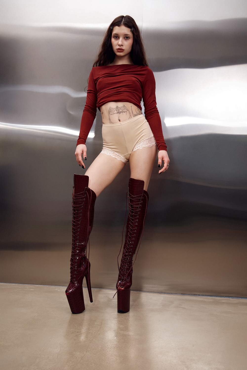 BOOTS. Ботфорты четверки. Лак - SHBOT-026-4-wine-sale36_045