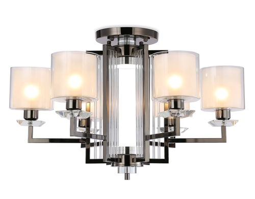 Потолочная люстра TR4422/6 DCH/CL/FR черный хром/прозрачный/белый матовый E27*6 max 40W D748*463 (лампы LED E27*6 10W 4200K в комплекте)