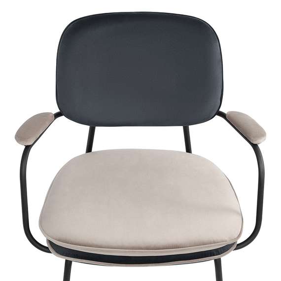 Стул с подлокотниками и контрастным кантом pea, велюр, темно-серый/бежевый