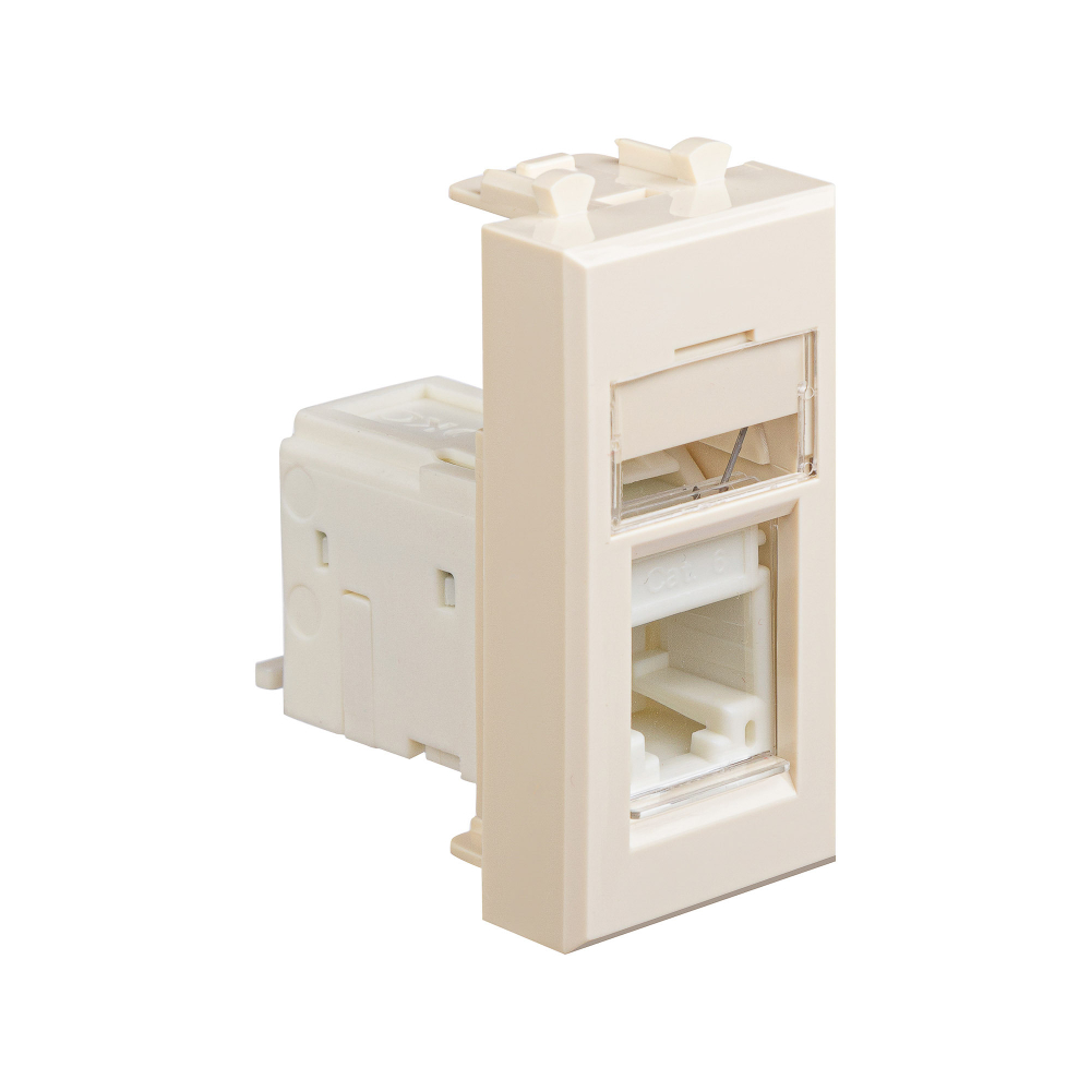 Компьютерная розетка RJ-45 модульная, кат.6, "Avanti", "Ванильная дымка", 1 модуль