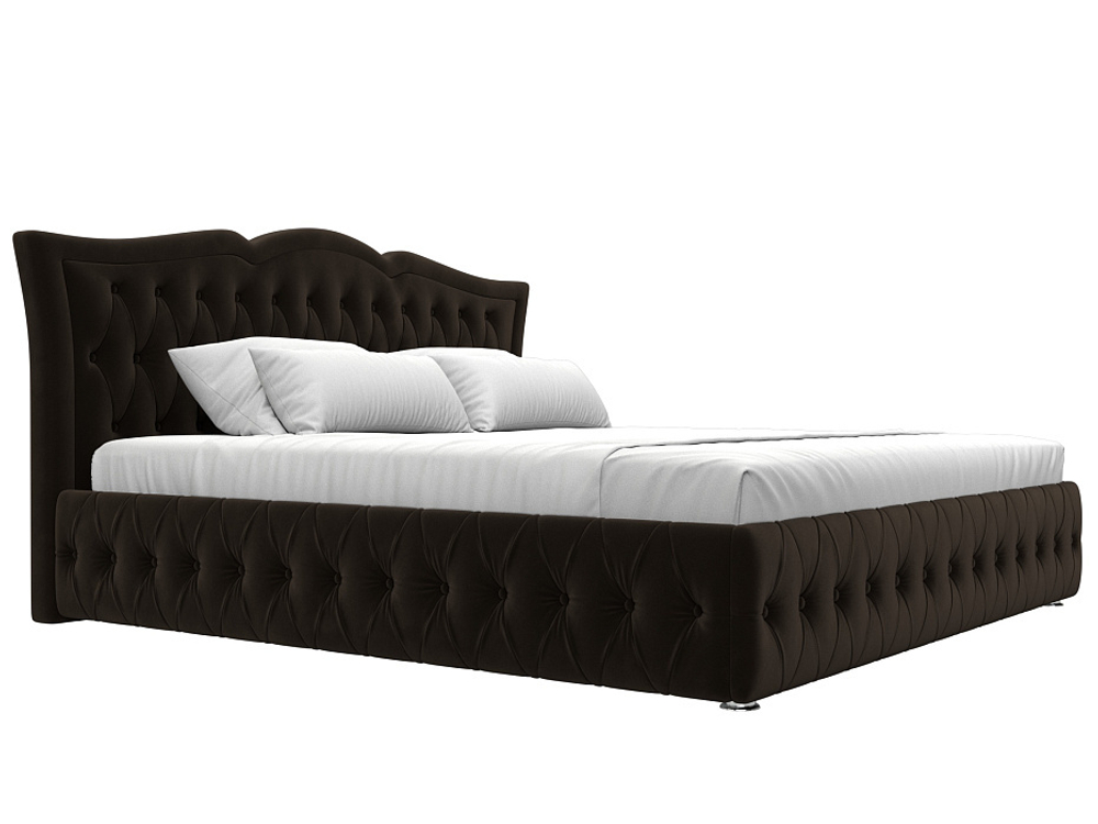 Кровать интерьерная Герда 200, Коричневый, Микровельвет, 108401