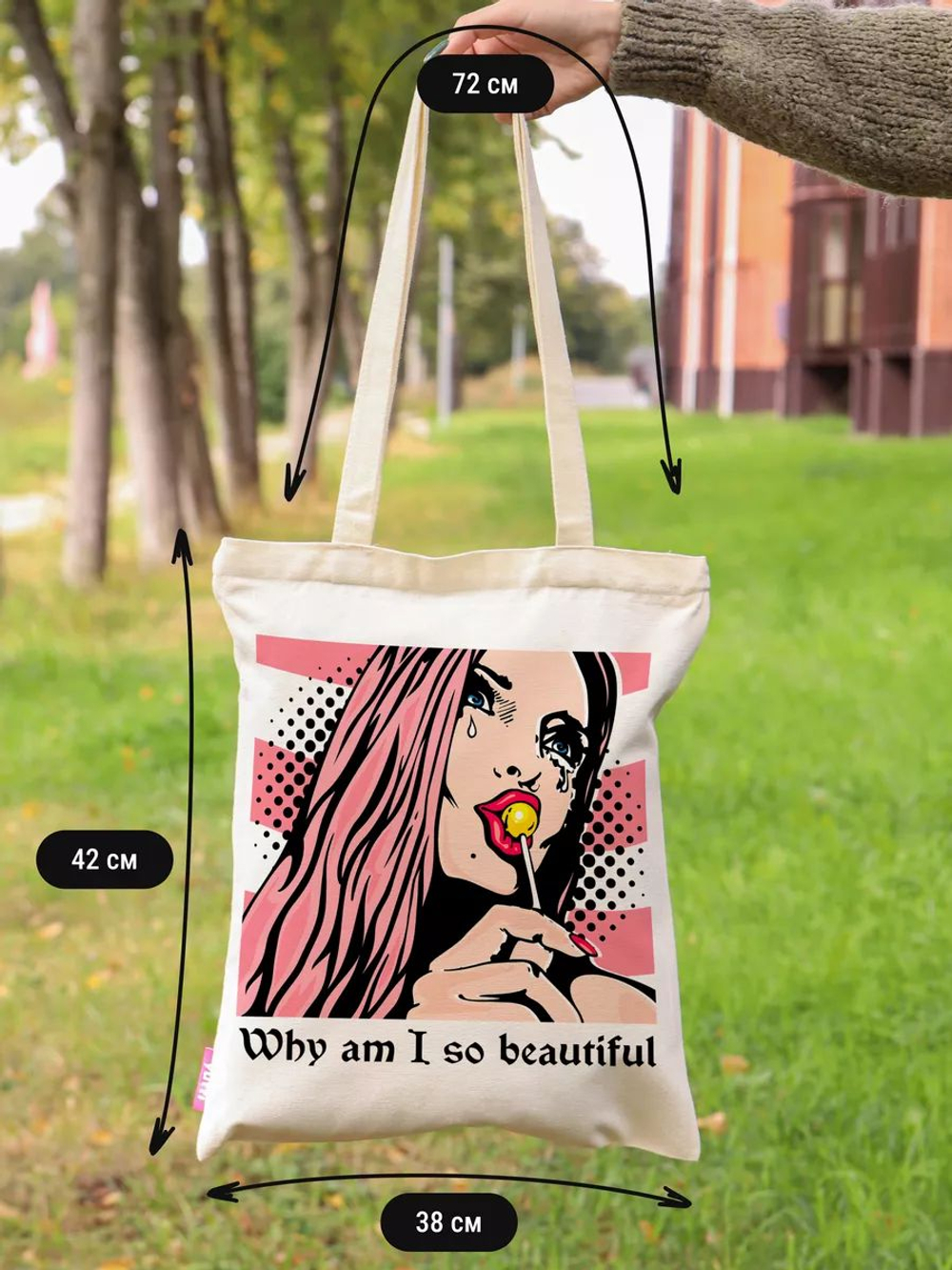 Сумка шоппер женская аниме тканевая через плечо с принтом