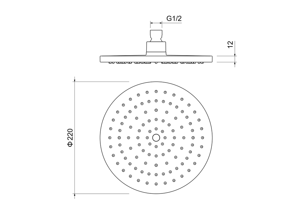 Круглый верхний душ  220*12 мм AQUATEK, матовый черный AQ2086MB