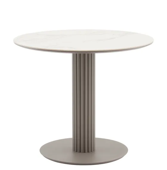 Стол Terano Ø90 см, белая матовая керамика, ножка латте