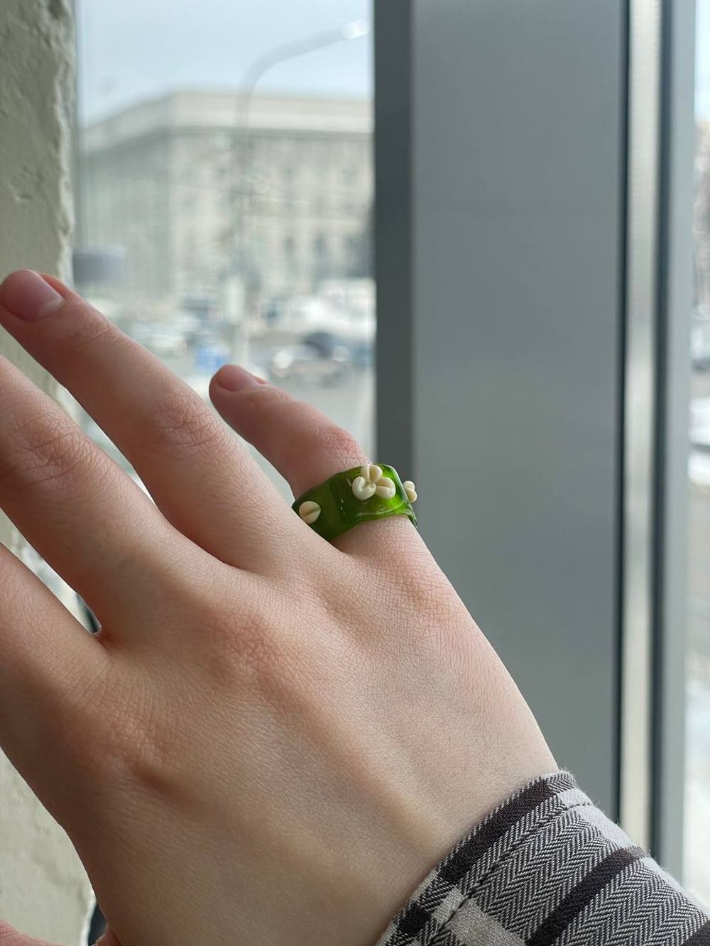 Кольцо Цветок, стекло