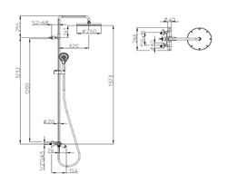 Bossini ABS Elios душевая система: термостат с изливом, стойка с верхним поворотным душем Ø 250 мм, с ручным душем, цвет хром