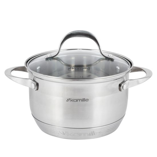 Набор кастрюль 12 предметов Kamille KM-4704S из нержавеющей стали (1,8 л; 2х2,3 л; 2х3,3 л; 5,8 л. 7-слойное дно)