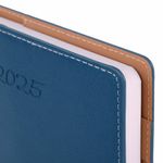 Ежедневник датированный 2025, А5, 143х218 мм, BRAUBERG "Journal", под кожу, застежка, органайзер, синий, 115879