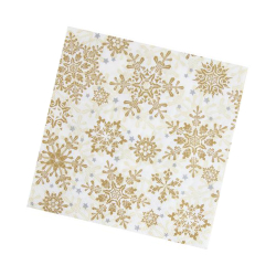 Салфетки 33х33, 20 шт, 3 сл. Home Collection Classic "Золотые снежинки на бежевом"