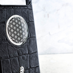 Чехол iPhone 17 pro max натуральная кожа сакральная геометрия цветок жизни - Euphoria HM Premium