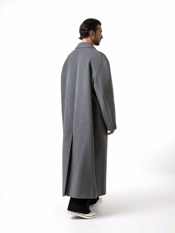 Пальто однобортное светло-серое - фото 2