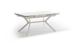 "Меркурий" стол интерьерный раздвижной обеденный из керамики, цвет белый глянцевый