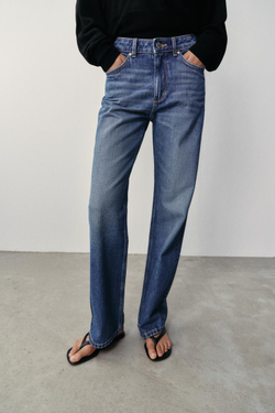 ZARA ДЖИНСЫ Z1975 REGULAR FIT LONG LENGTH С ВЫСОКОЙ ПОСАДКОЙ, СИНИЙ