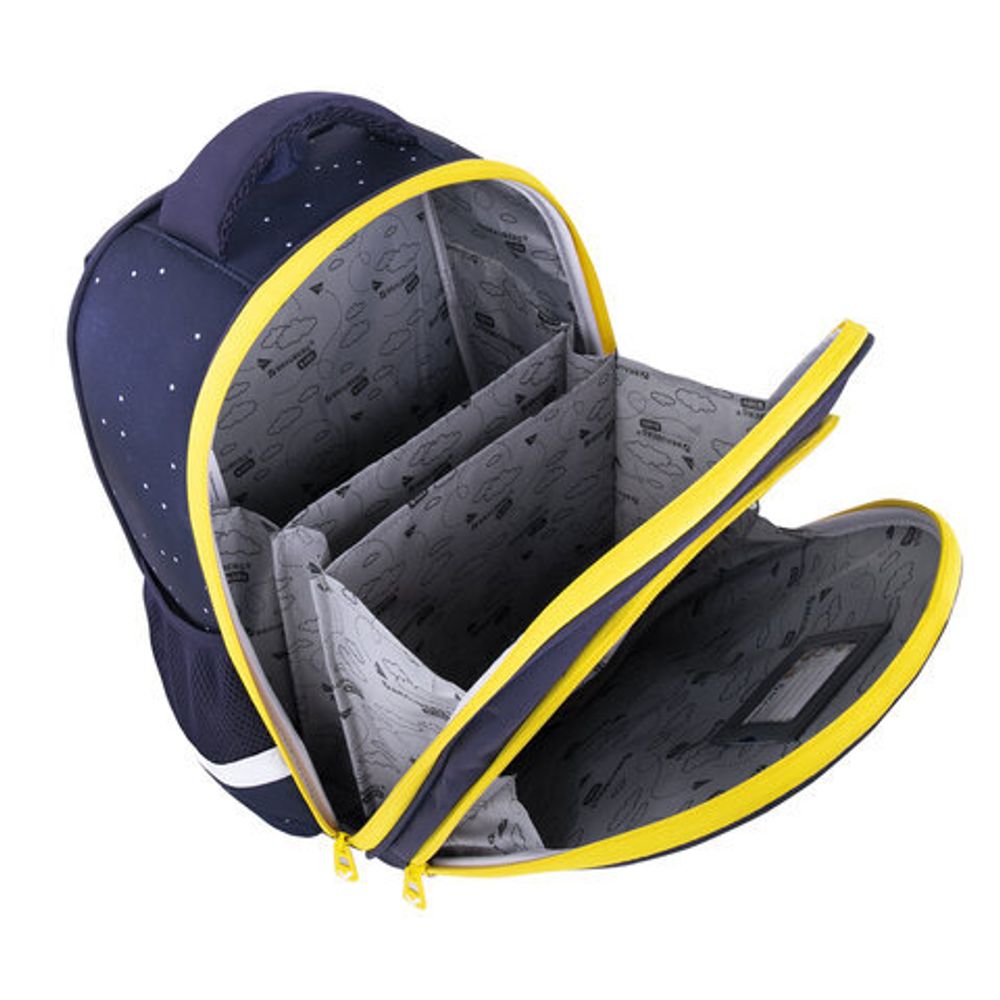 Ранец BRAUBERG KIDS STANDARD, 2 отделения, "Spaceman", СВЕТЯЩИЙСЯ, 36х28х14 см, 271384