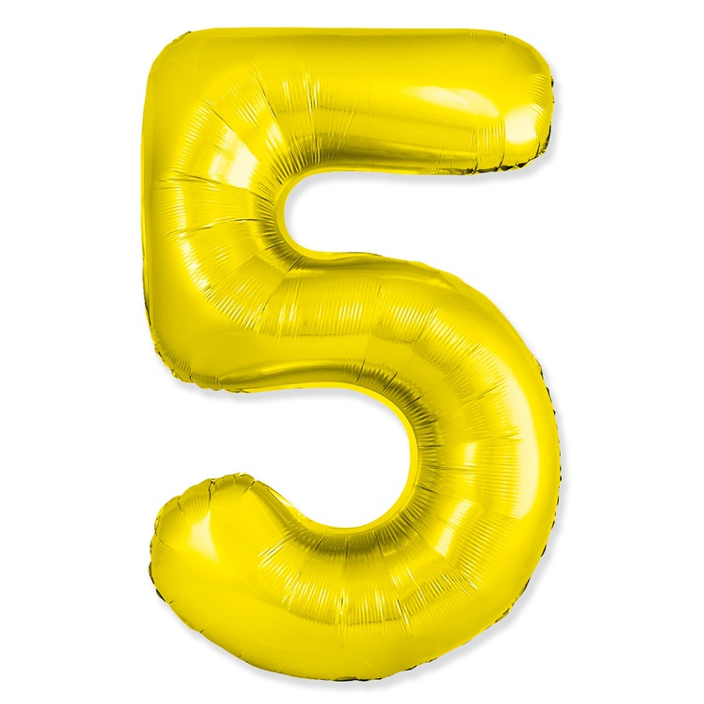 Шар фольгированный Цифра 5 101 см (Золотой)