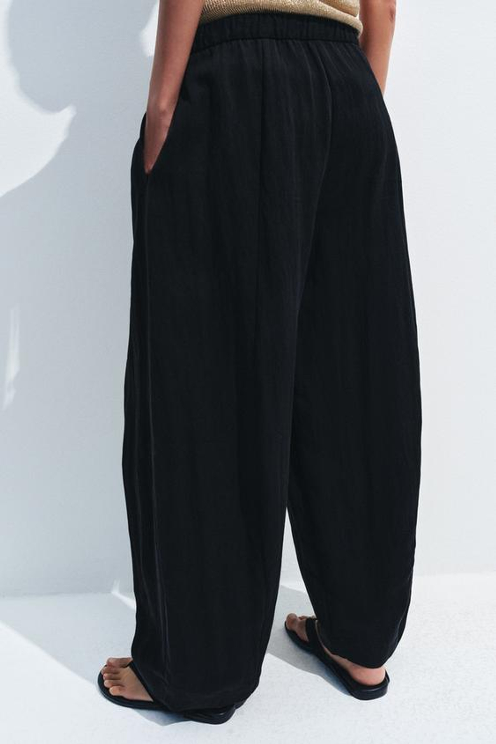 ZARA БРЮКИ BARREL — ZW COLLECTION, ЧЕРНЫЙ