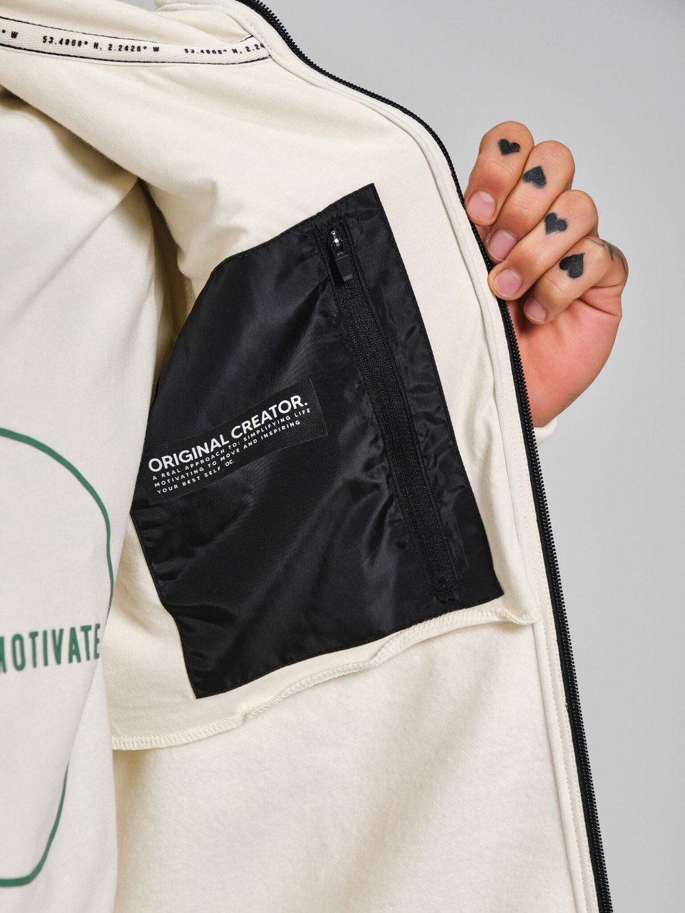 Толстовка мужская ORIGINAL CREATOR ZIP HOODIE, Молочный