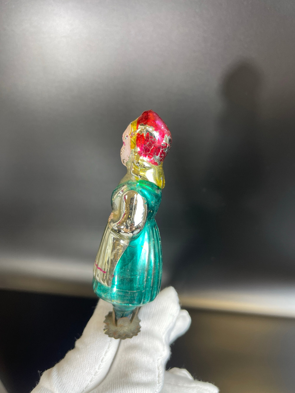 Ёлочная игрушка "Красная Шапочка" на прищепке советская, 11.5 см, СССР 1960-1980 гг