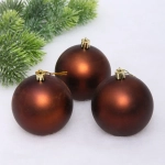 Новогодние шары 8 см (набор 3 шт) «Матовый», шоколад