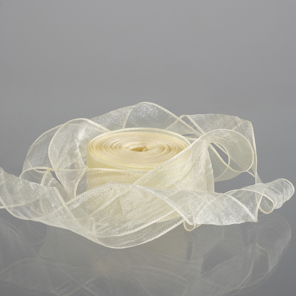 Лента органза (2,5 см*9,14 м) Нежная грация, Кремовый