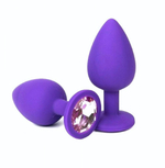 Анальная втулка фиолетовая с кристаллом Large светло розовый 9,5 см