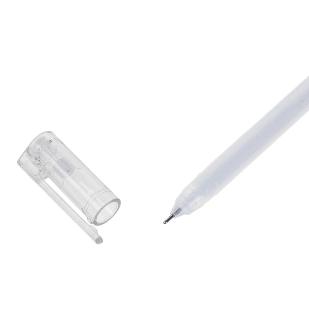 Ручка гелевая 0,4мм, белая, бесстержневая, игольчатый наконечник (Комплект 12шт.)