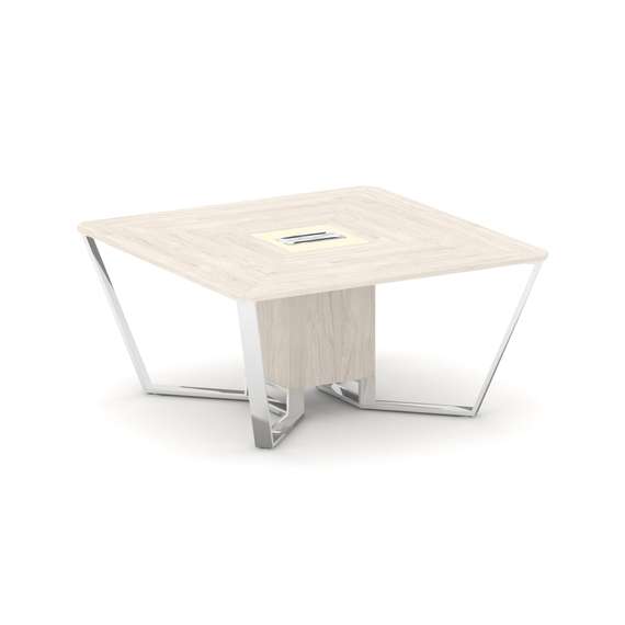 Steel Meet Стол переговорный квадратный MM-PR.B.SP-08 Денвер Светлый/Ваниль Глянец/Нержавеющая Сталь