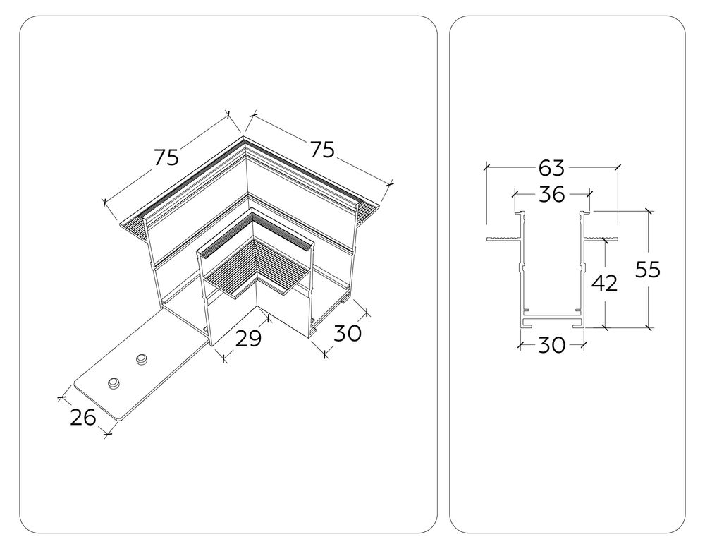 Ambrella Коннектор угловой для встраиваемого шинопровода Magnetic 220V Magnetic 220V GL1040