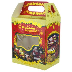 Бокс новогодний Казахстан 20*17,5*12 см с окошком. кр