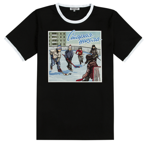 Футболка Старая школа хоккей чёрная