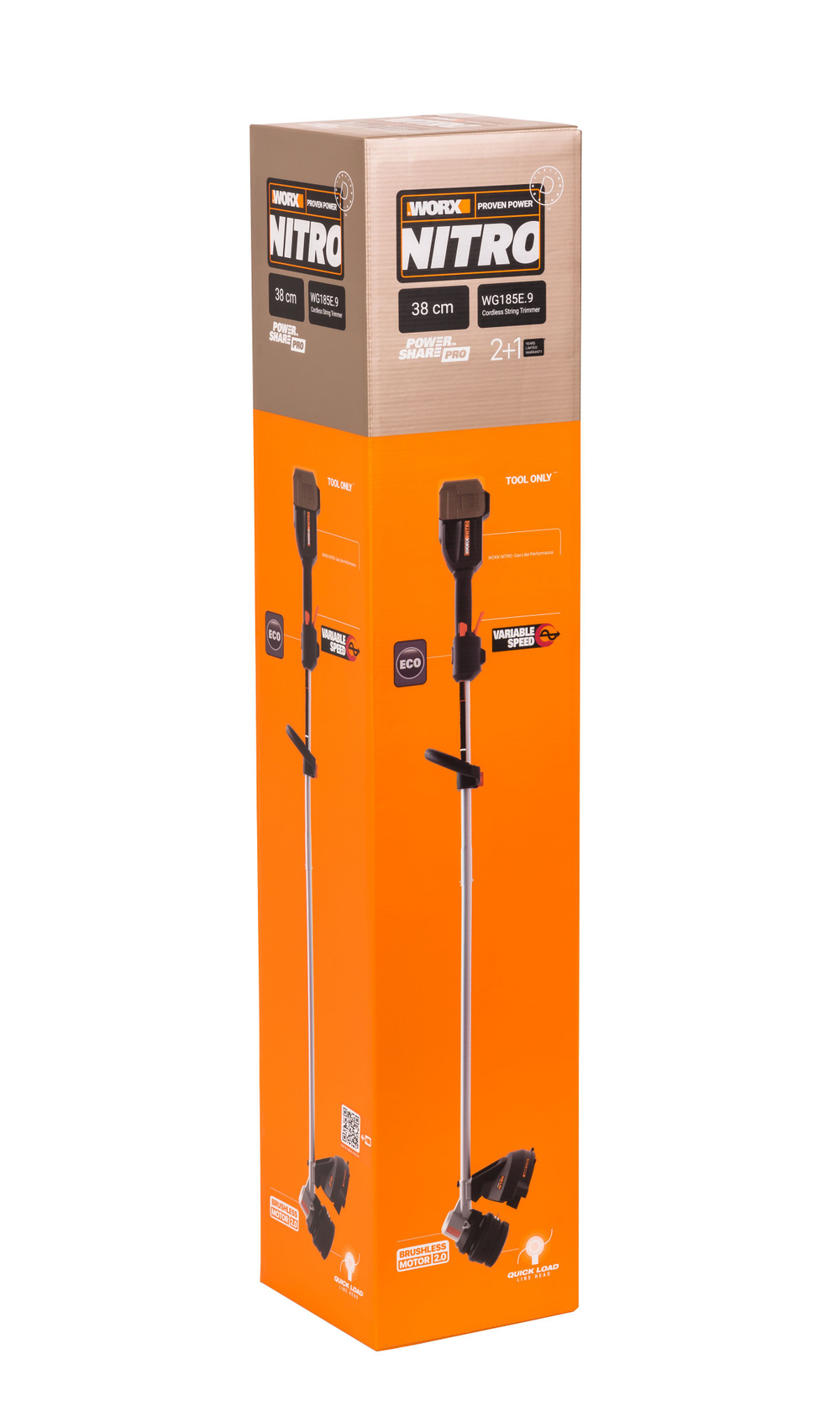 Триммер аккумуляторный бесщёточный WORX WG185E.9 40 В 38 см без АКБ и ЗУ коробка