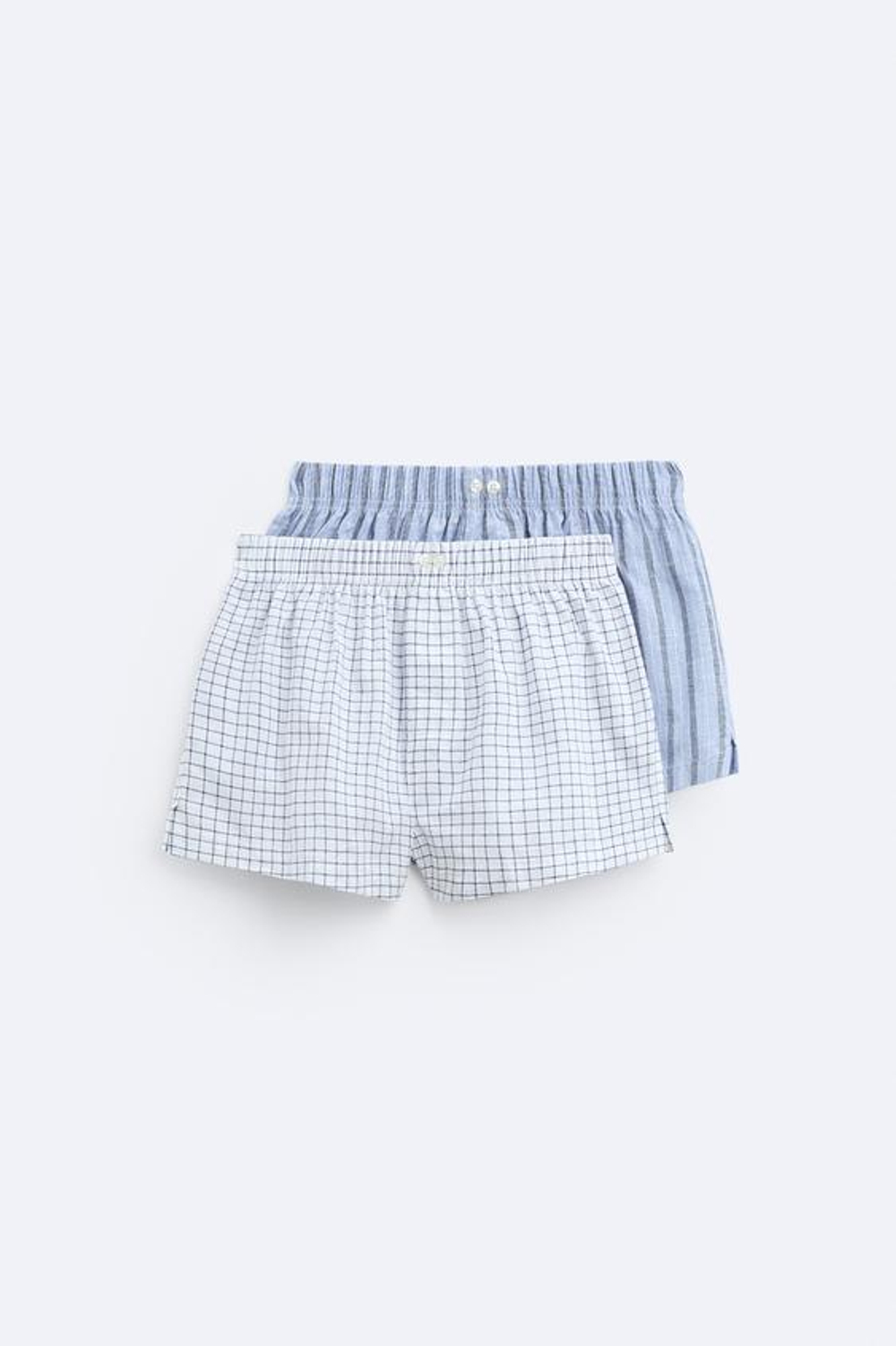 ZARA НАБОР ИЗ ДВУХ ТРУСОВ-БОКСЕРОВ ИЗ ПОПЛИНА В КОНТРАСТНУЮ ПОЛОСКУ, РАЗНОЦВЕТНЫЙ