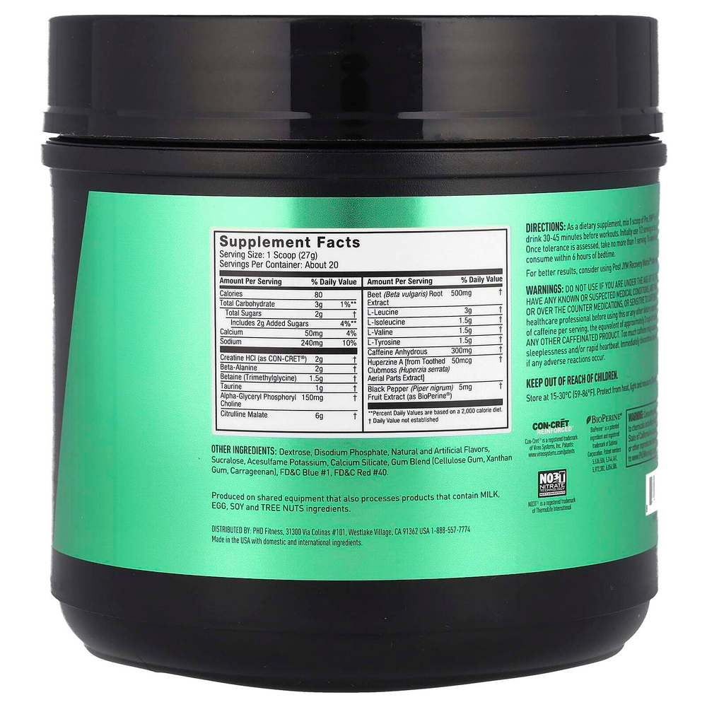 JYM Supplement Science, Pre JYM, высокоэффективный предтренировочный продукт, радужный щербет, 540 г (1,2 фунта)
