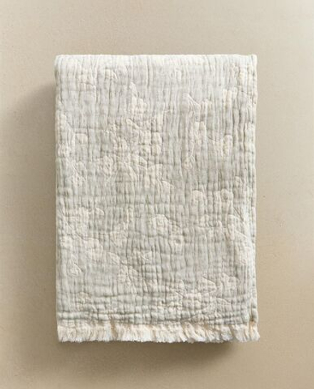 Zara Home - Жаккардовый цветочный плед, зеленый, 220x240 см