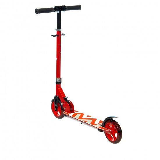 Складной двухколёсный самокат со светящимися колёсами и платформой Micar Flash 145 красный
