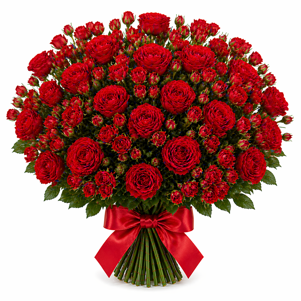 Букет из 25 кустовых красных роз