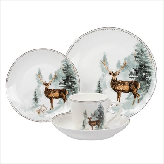 Тарелка новогодняя «Зимний лес», 27 см, фарфор, белая