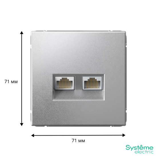 Розетка компьютерная 2-м ArtGallery RJ45 + RJ45 кат.5E механизм алюм. SE GAL000385