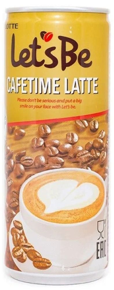 Кофейный напиток Лотте Летс Би Кафетайм Латте / Lotte Let&#39;s Be Cafetime Latte 0.24 - банка