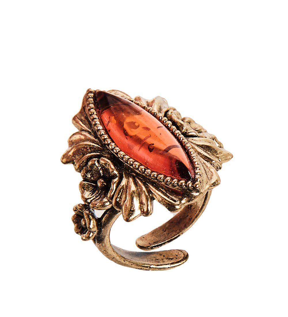 AM-2520 Кольцо «Эмма» (латунь, янтарь)