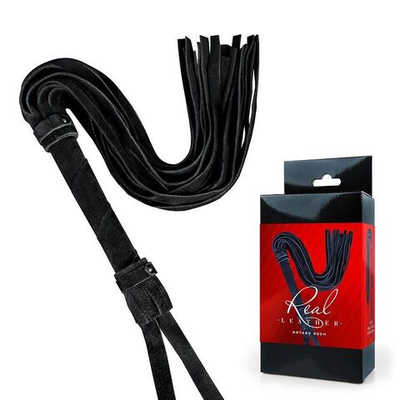 Черная кожаная плеть - 55 см. (Цвет: черный)