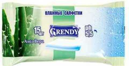 GRENDY влажные салфетки "Алоэ вера" 15шт